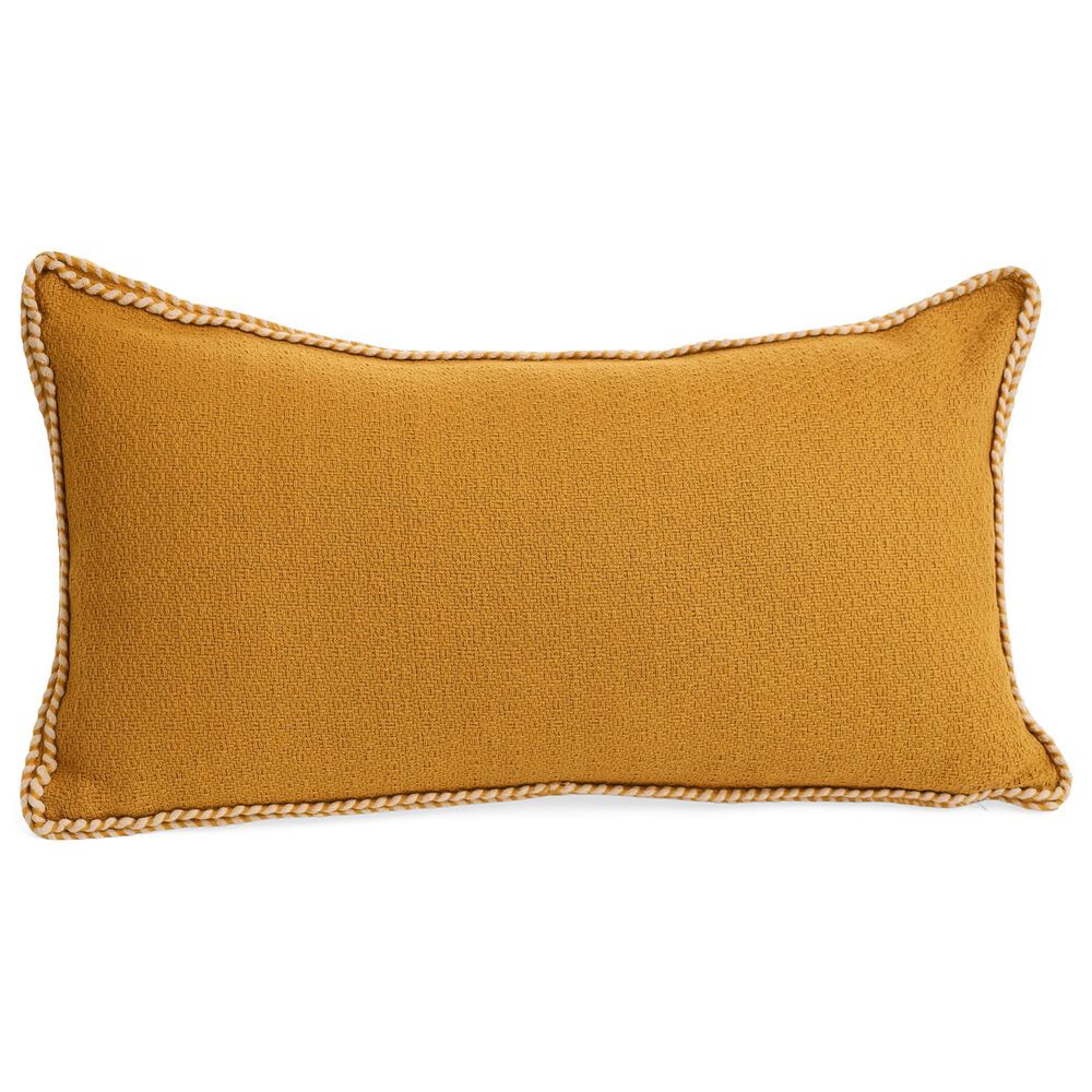 12" x 22" Lumbar Throw Pillow with Stitch Piping in Yellow, , large