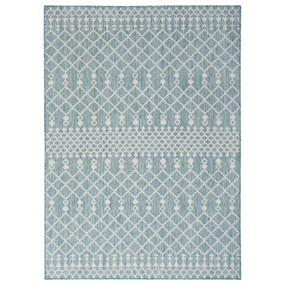 Nourison Positano Southwestern Aqua 9" x 12" Indoor/Outdoor Area Rug, , large