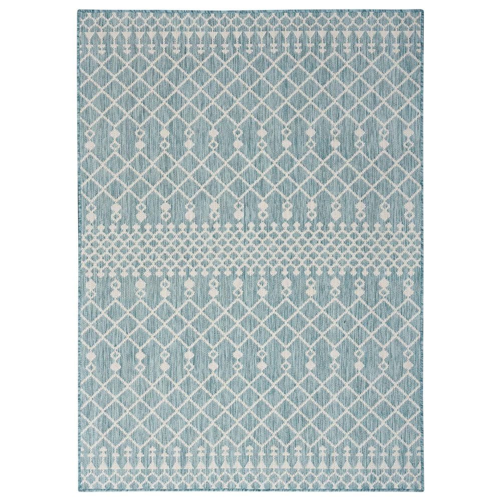 Nourison Positano Southwestern Aqua 9" x 12" Indoor/Outdoor Area Rug, , large