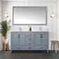 Lexora Home Jacques 60" Double Bathroom Vanity in Dark Grey with 2 cm White Cultured Marble Top and Rectangular Sinks, , large