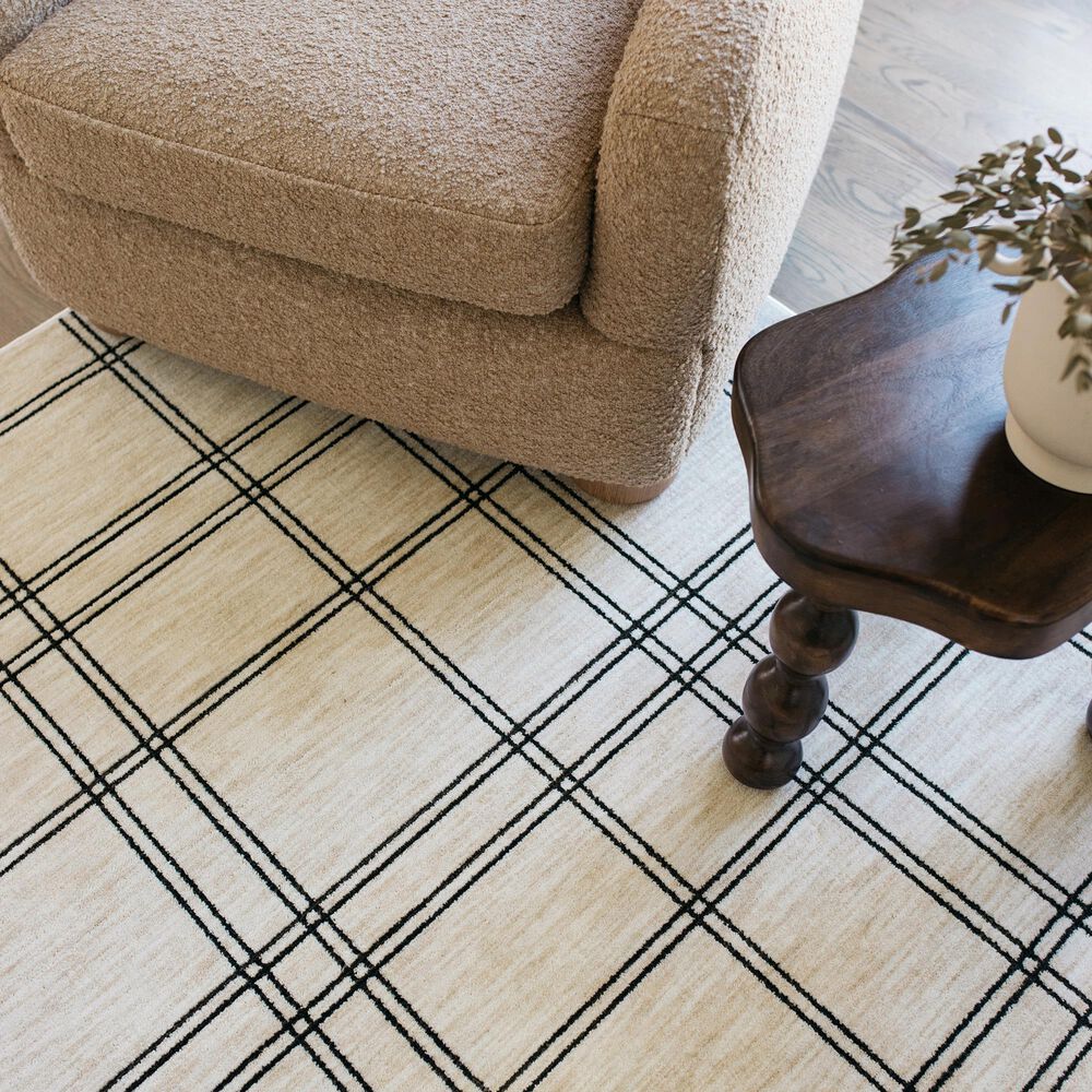ROW by Oriental Weavers Hunter Plaid Beige and Black 5'3" x 7'6" Area Rug, , large