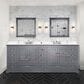 Lexora Home Dukes 84" Double Bathroom Vanity in Dark grey with 2 cm White Quartz Top and Rectangular Sinks, , large