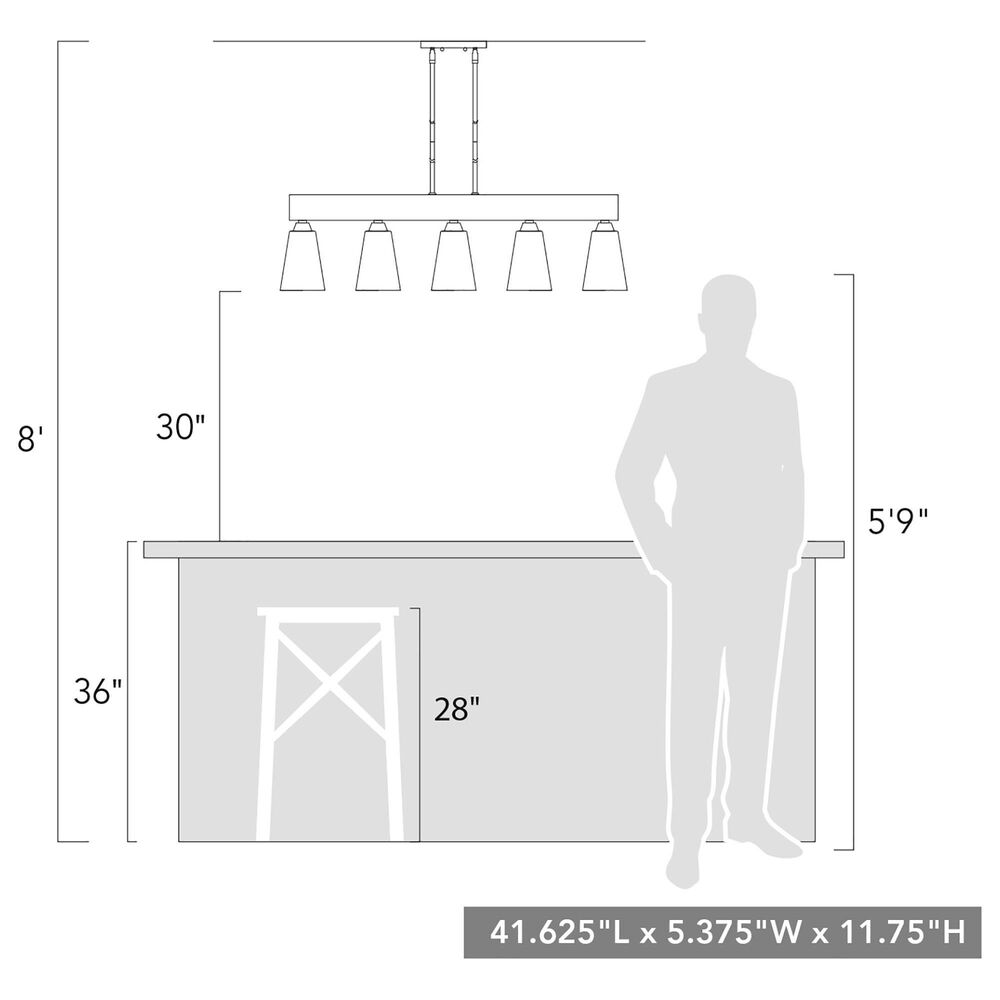 Golden Lighting Neela 5-Light Linear Pendant in Matte Black, , large