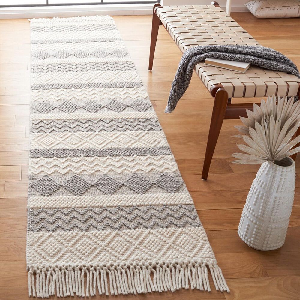 Safavieh Natura NAT851A 2&#39;3&quot; x 9&#39; Ivory and Grey Runner, , large