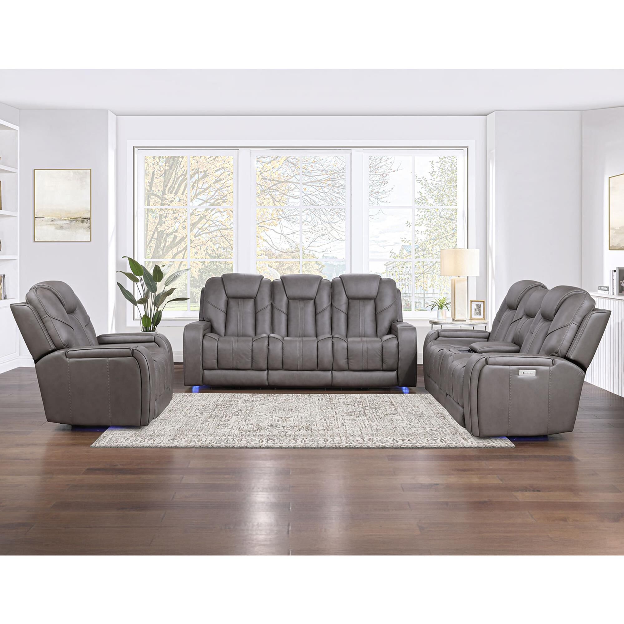 Crystal City Daniel Triple Power Reclining Sofa in Mossy Gray