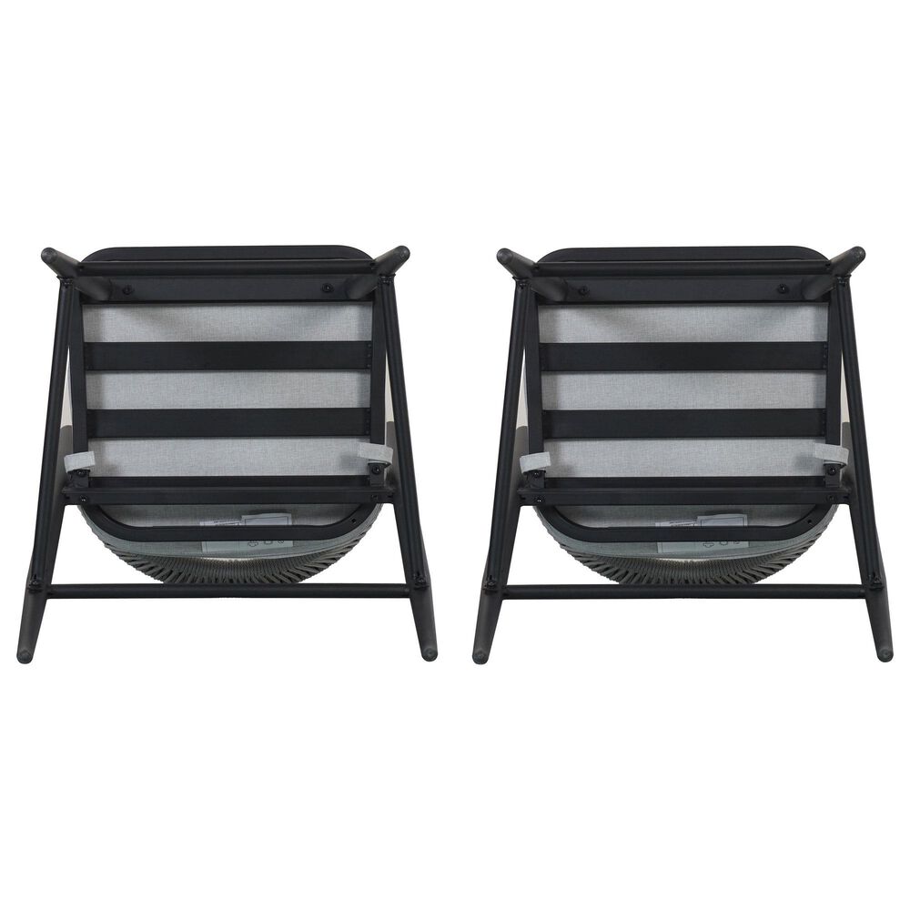 Hearth and Haven 26" Outdoor Counter Stool with Matte Black Frame in Light Gray (Set of 2), , large