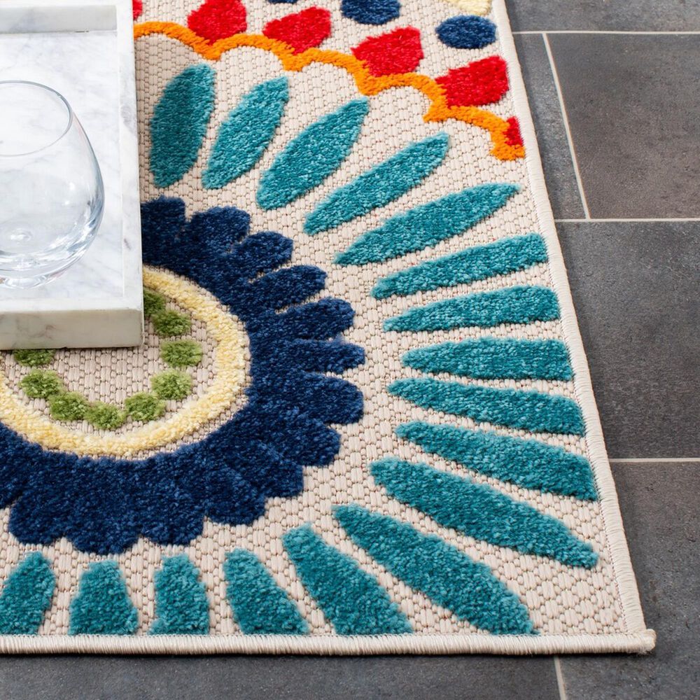 Safavieh Cabana CBN382M 2&#39;2&quot; x 7&#39; Blue and Ivory Indoor/Outdoor Area Performance Rug, , large