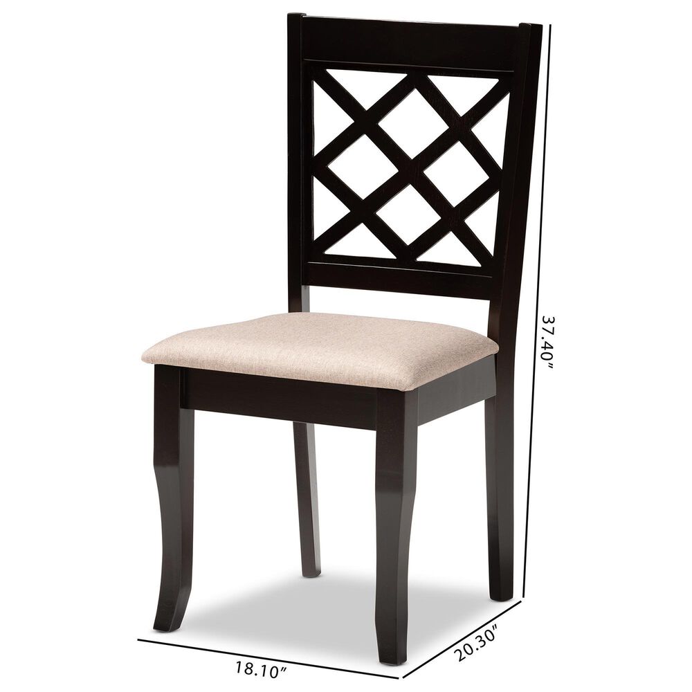 Baxton Studio Verner Side Chair with Sand Cushion in Dark Brown (Set of 2), , large