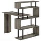 HOMLUX 5-Tier Shelves L-Shape Computer Desk in French Oak Grey and Black, , large