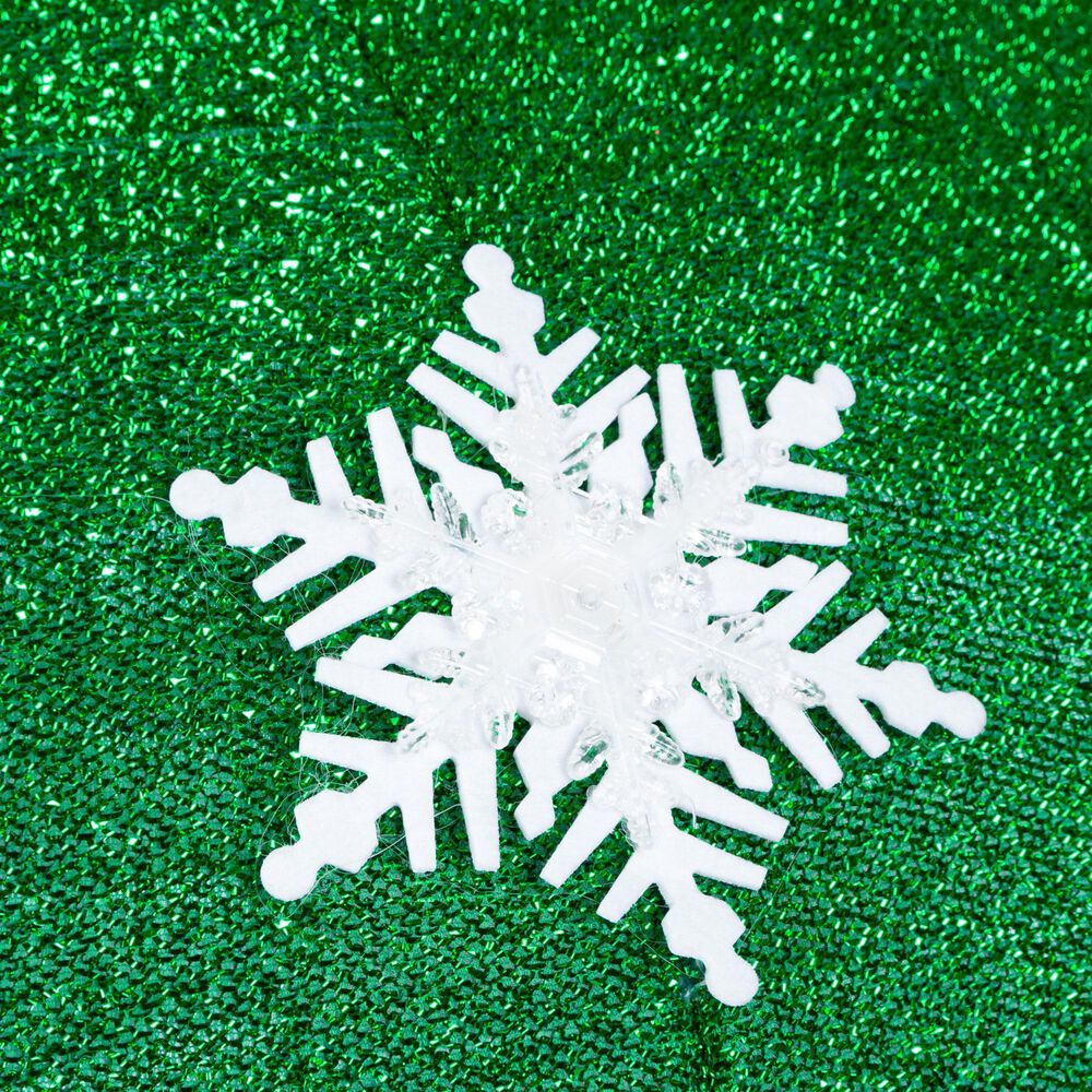 The Gerson Company 24&quot; Collapsible Ball with Snowflake Design and LED Lights in Green, , large