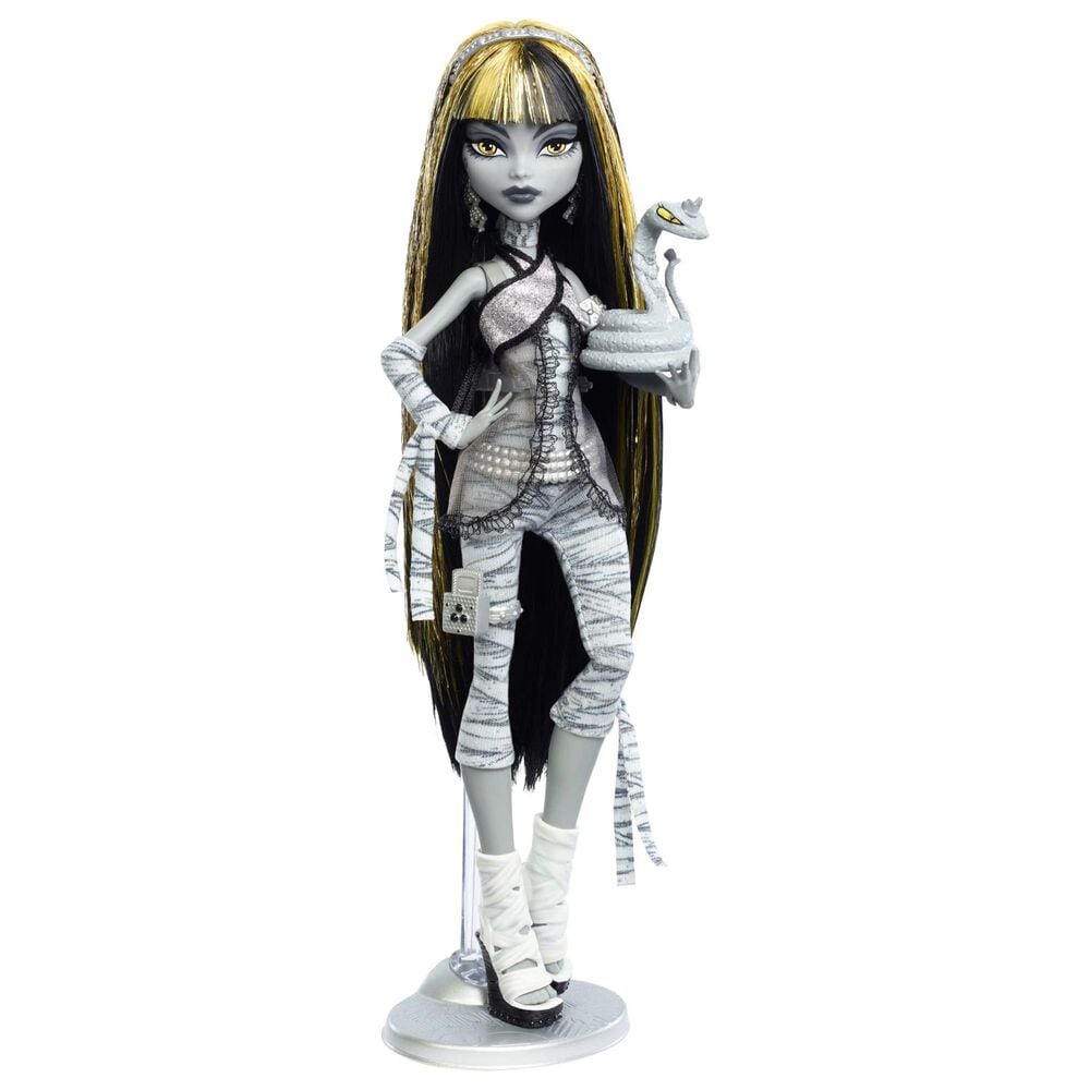 Monster High Reel Drama Cleo De Nile Doll in Black, White and Yellow, , large
