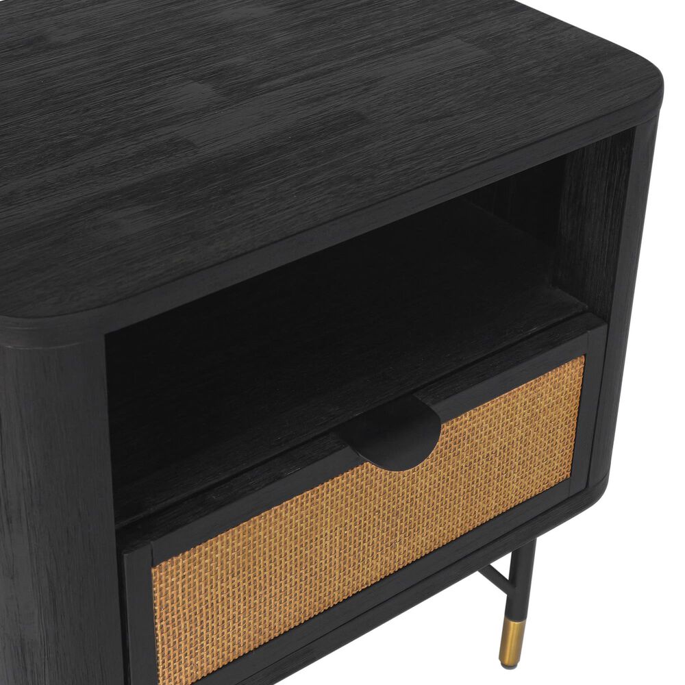 Blue River Saratoga 1-Drawer Nightstand in Black and Natural, , large