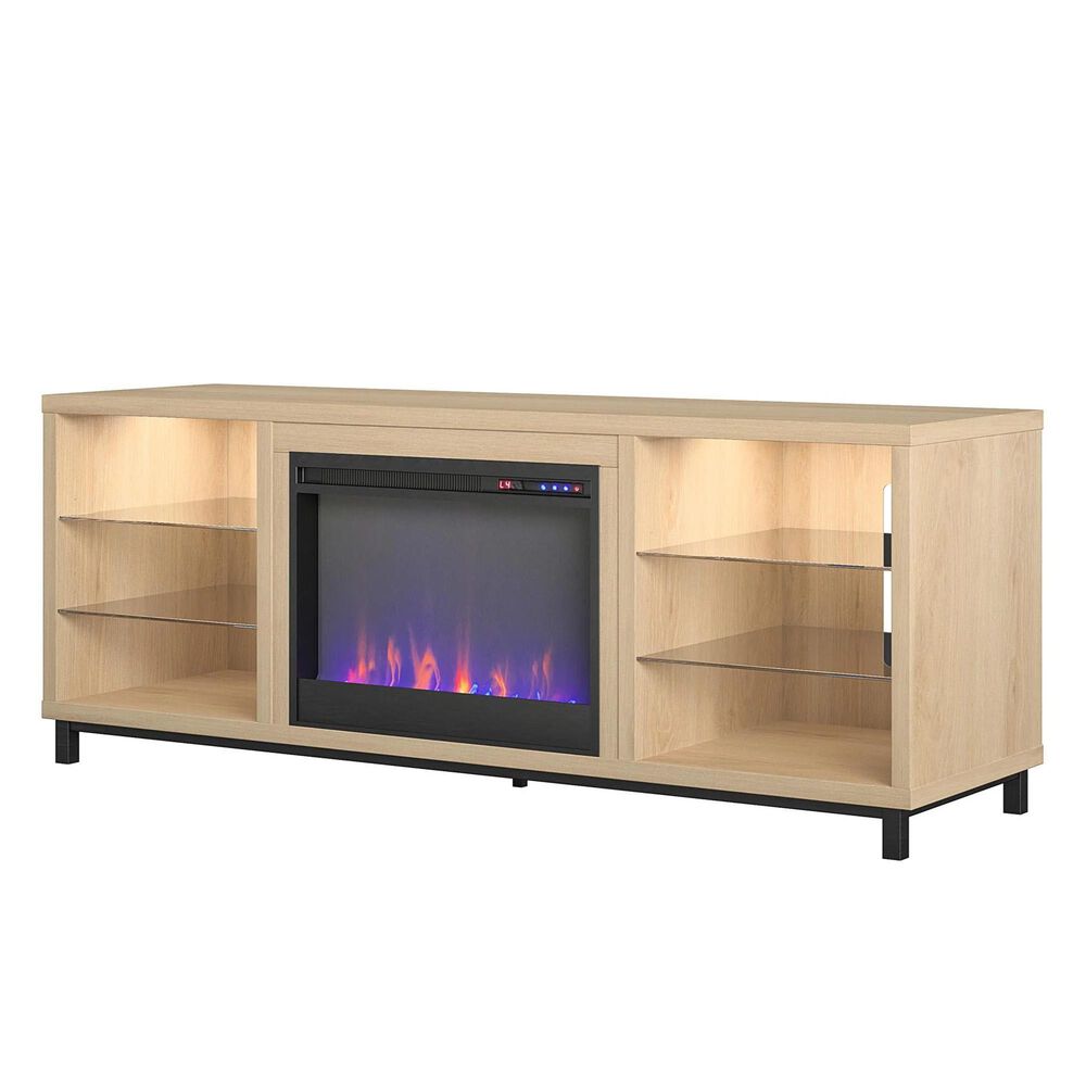 Ameriwood Home Lumina Deluxe Fireplace TV Stand in Blonde Oak, , large