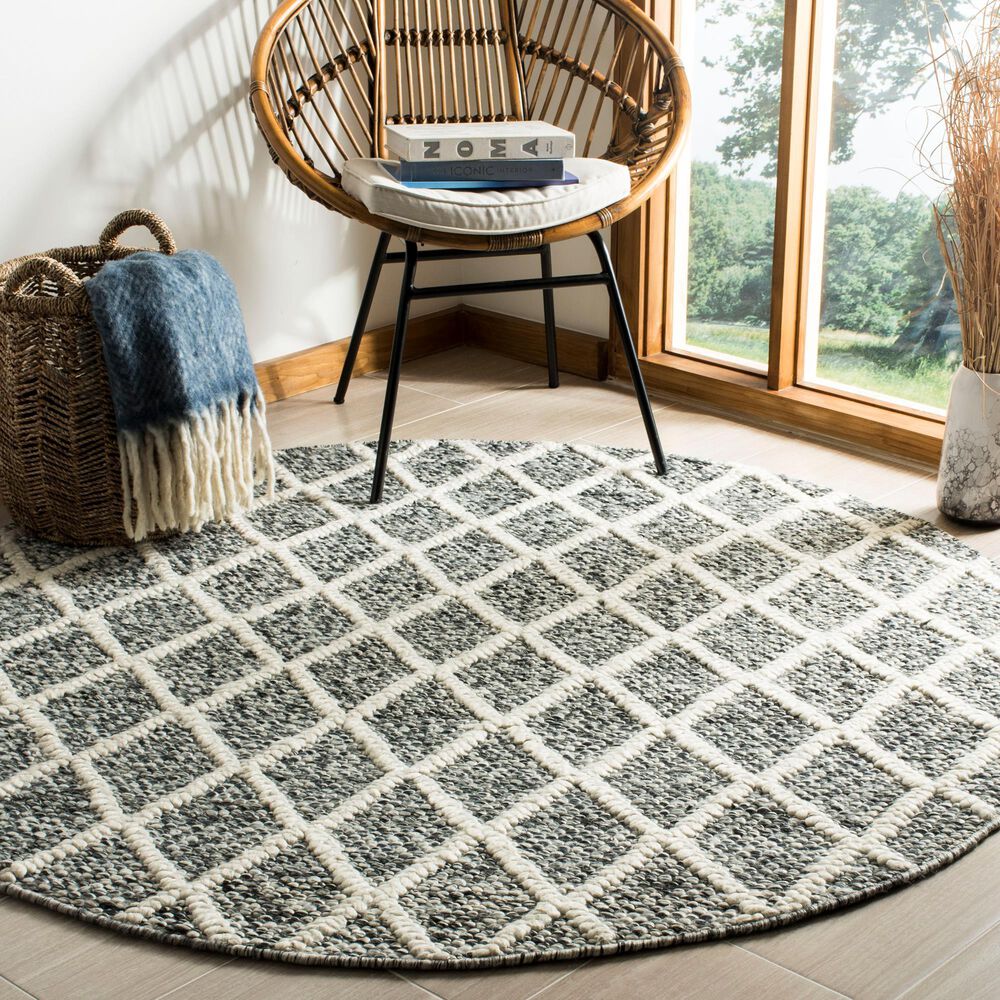 Safavieh Natura NAT711C 6&#39; Round Ivory and Black Area Rug, , large