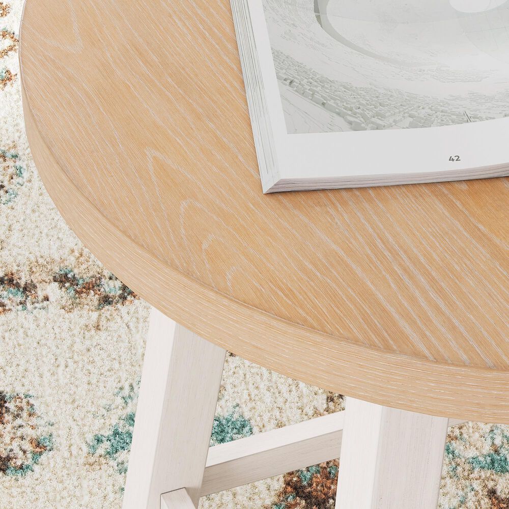 Ashley Fawndell 3-Piece Occasional Table Set in Antiqued White and Light Brown, , large