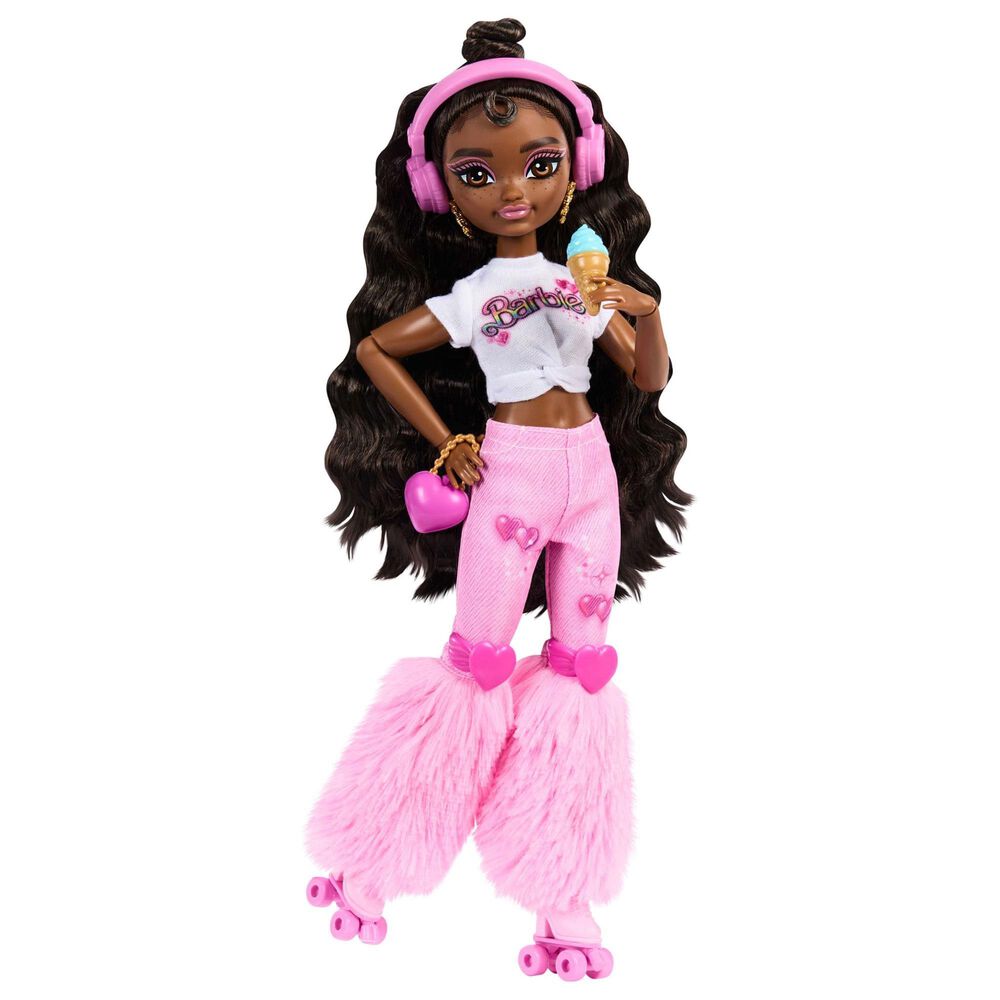 Barbie Brooklyn Skater Doll with Accessories in Dark Brown, White and Pink, , large