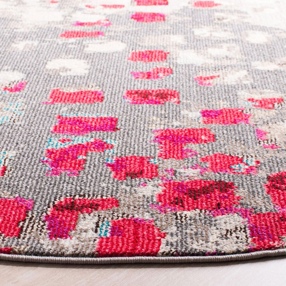 Safavieh Madison MAD425R 5&#39; Round Grey and Red Area Rug, , large