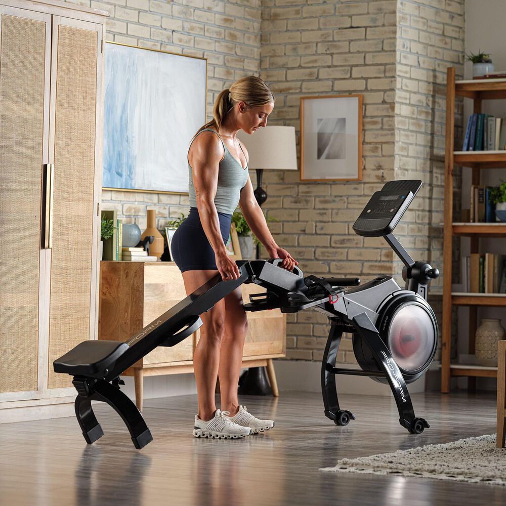 ProForm Trainer 500 Rower with 5&quot; Display, Built-in Tablet Holder and SpaceSaver Design in Black, , large