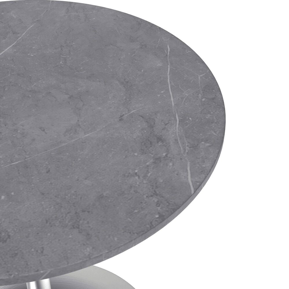 Leisuremod LeisureMod Verve Collection 48 Round Dining Table, Brushed Chrome Base with Sintered Stone Grey Top, , large