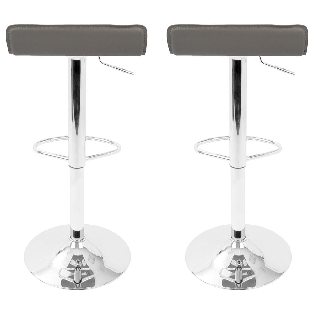 Lumisource Ale Swivel Adjustable Barstool with Grey Seat in Chrome &#40;Set of 2&#41;, , large