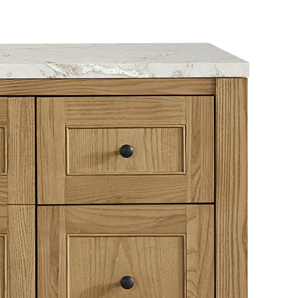James Martin Vanities Breckenridge 60" Single Bathroom Vanity in Light Natural Oak with 3 cm Victorian Silver Quartz Top, Rectangular Sink and FreePower Wireless Charger, , large