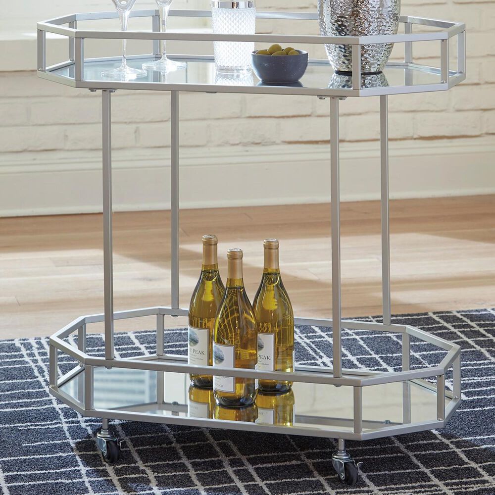 Signature Design by Ashley Kadinburg Bar Cart in Silver, , large