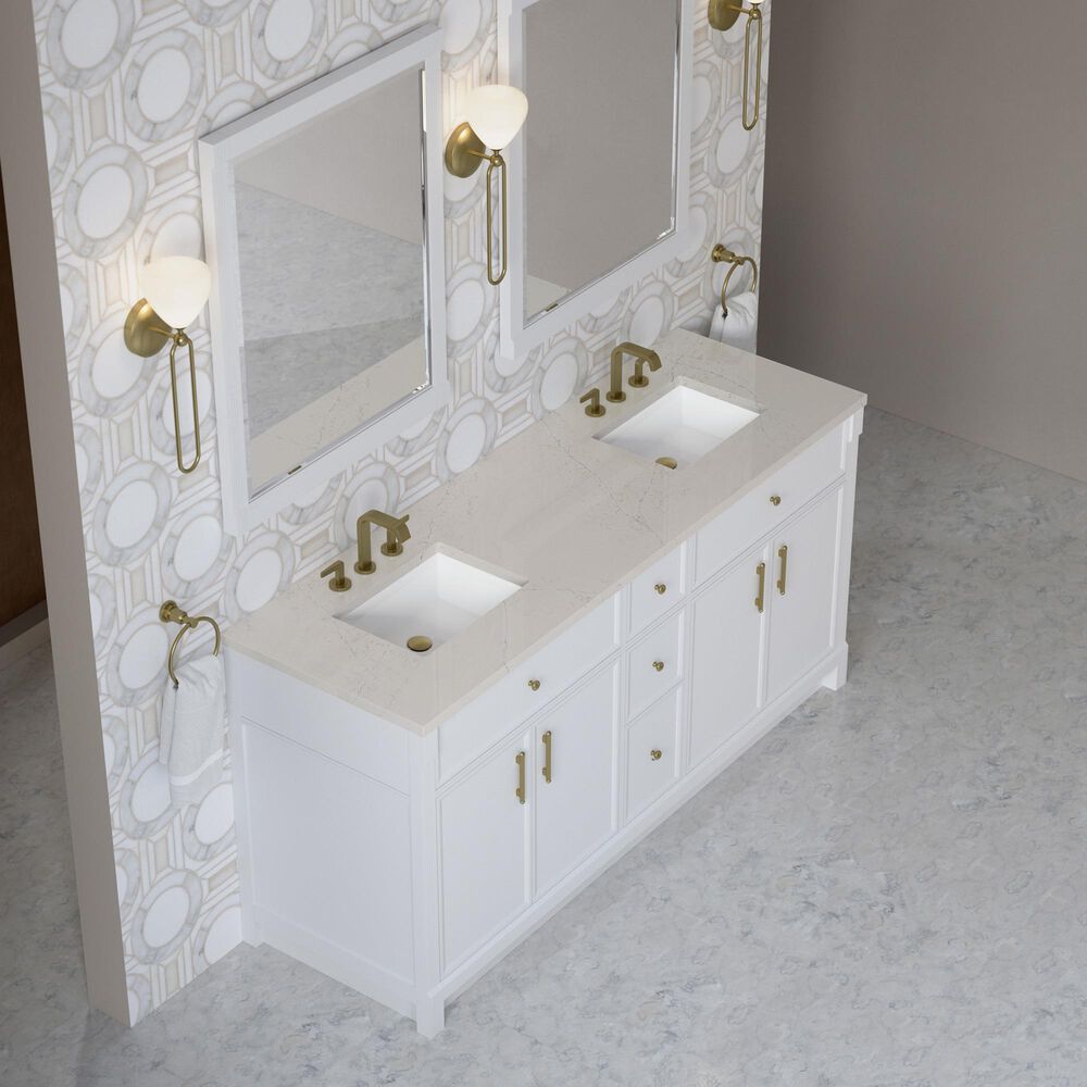 James Martin Bellshire 72" Double Bathroom Vanity in Bright White with 3 cm Siberian Silestone Top and Rectangular Sinks, , large