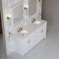 James Martin Bellshire 72" Double Bathroom Vanity in Bright White with 3 cm Siberian Silestone Top and Rectangular Sinks, , large