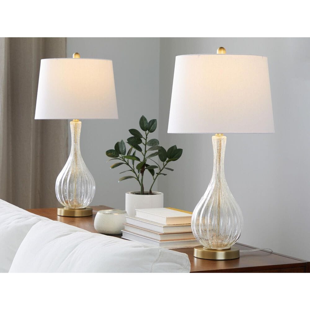 Hearth and Haven Jenny Table Lamp in Clear Crackle and Gold (Set of 2), , large