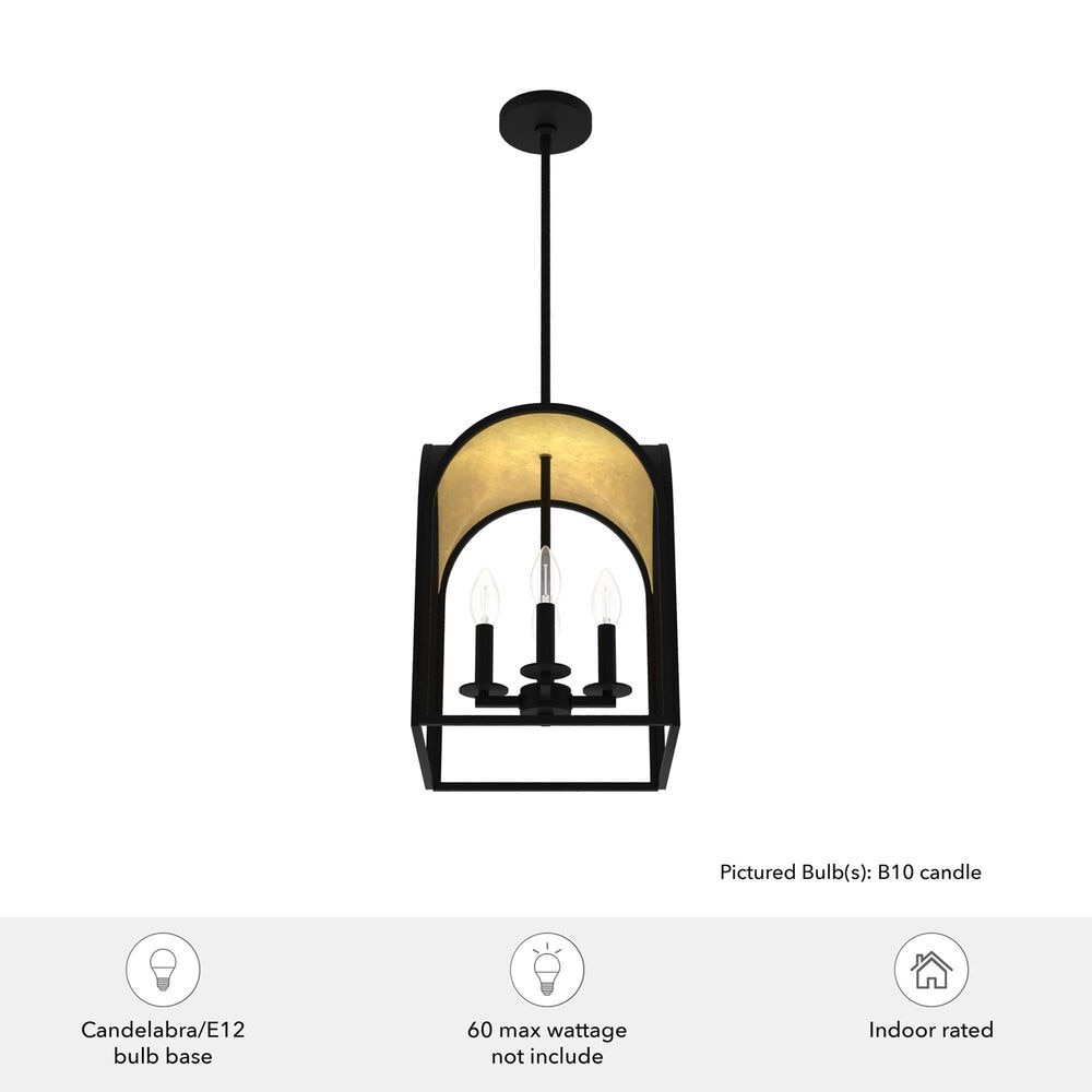 Hunter Dukestown 12&quot; 4-Light Lantern Pendant in Natural Iron and Gold Leaf, , large