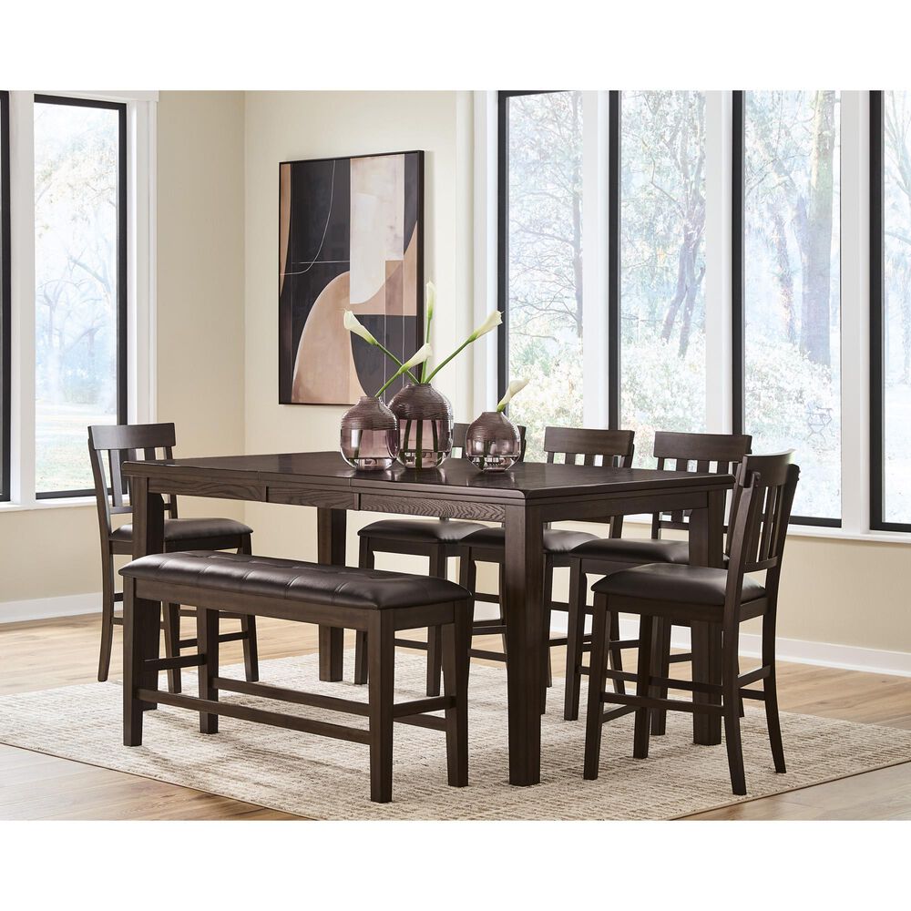 Ashley Haddigan 25.38 Faux Leather Dining Bench in Dark Brown, , large