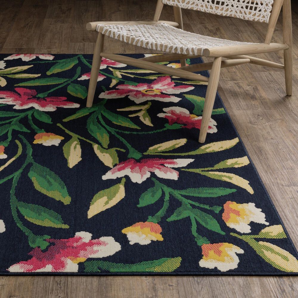 Oriental Weavers Havana HAV12 Navy and Multicolor 3'3" x 5' Indoor/Outdoor Area Rug, , large