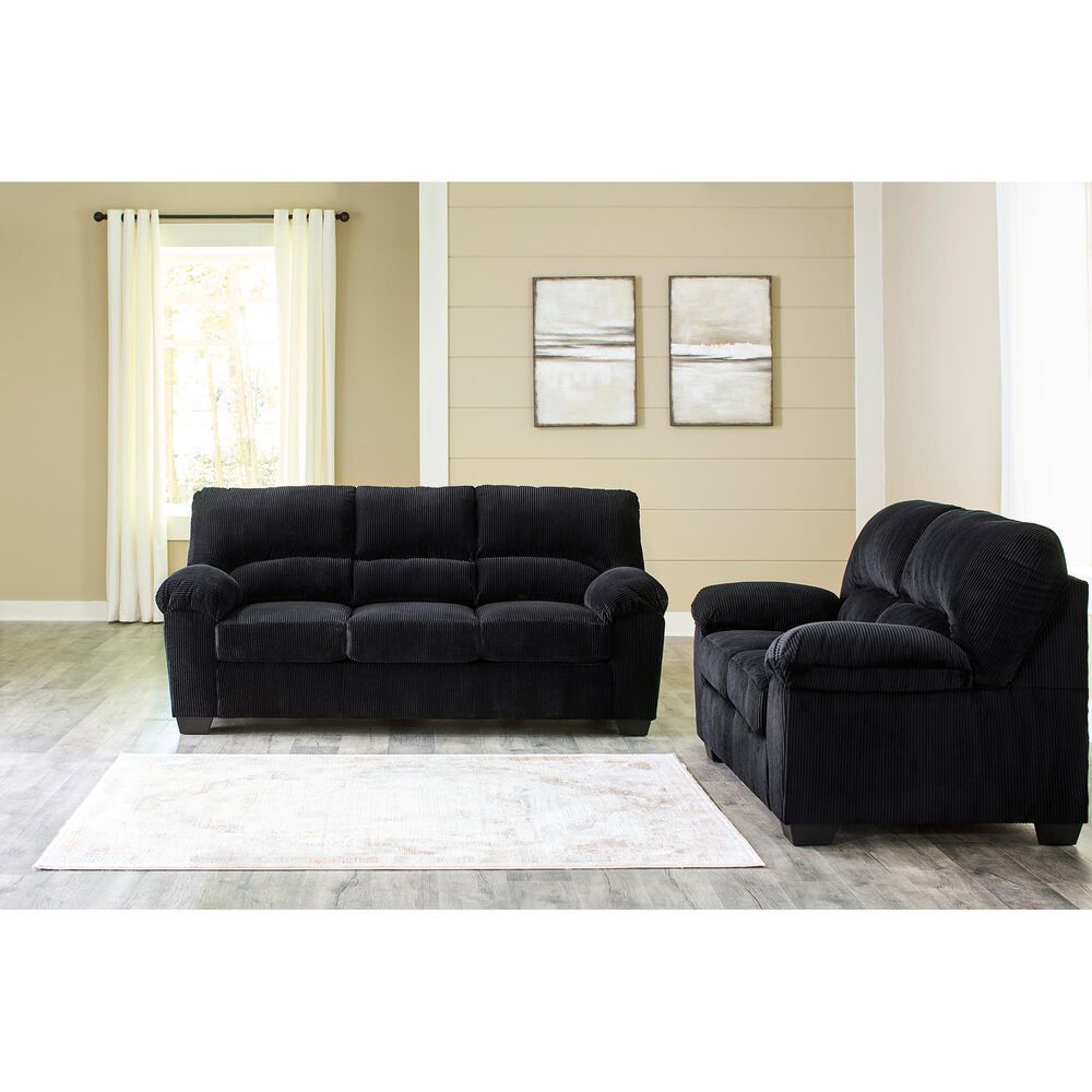 Ashley SimpleJoy Stationary Sofa in Onyx, , large