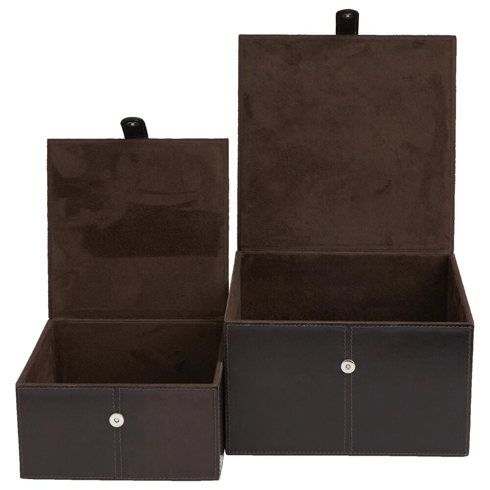 Maple and Jade 9.9&quot; 2-Piece Handmade Storage Decorative Box Set in Dark Brown, , large