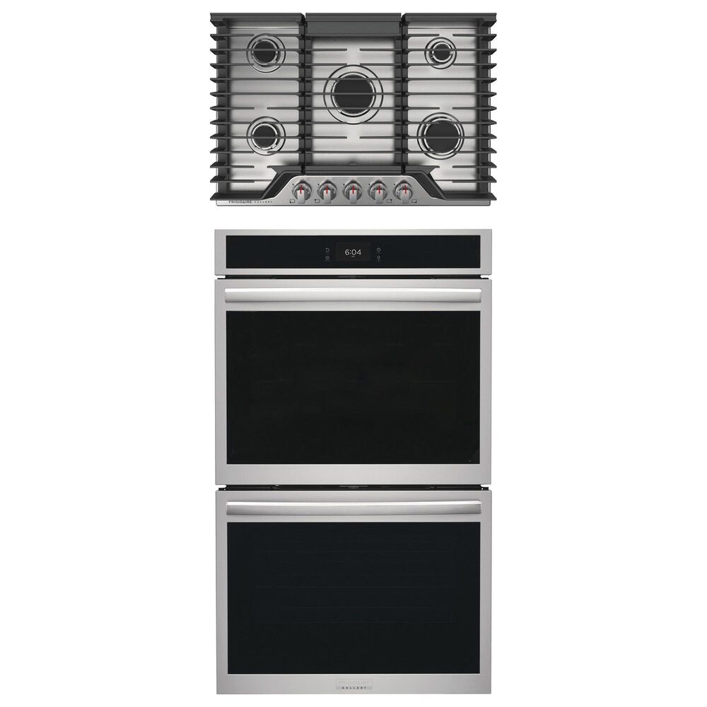Frigidaire Gallery 2-Piece Kitchen Package with 30" Double Electric Wall Oven and 30" Gas Cooktop in Stainless Steel, , large