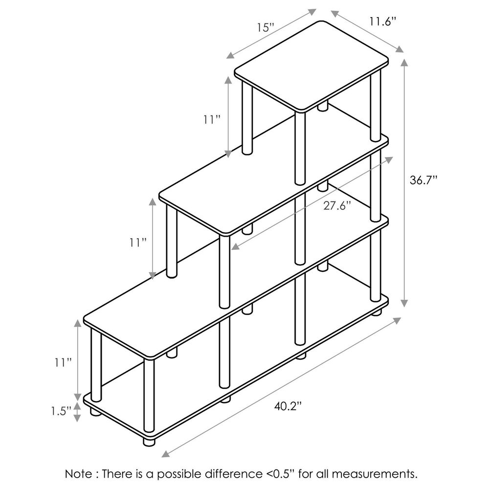HOMLUX Turn-N-Tube 3-Space Ladder Bookshelf in Walnut and Brown, , large