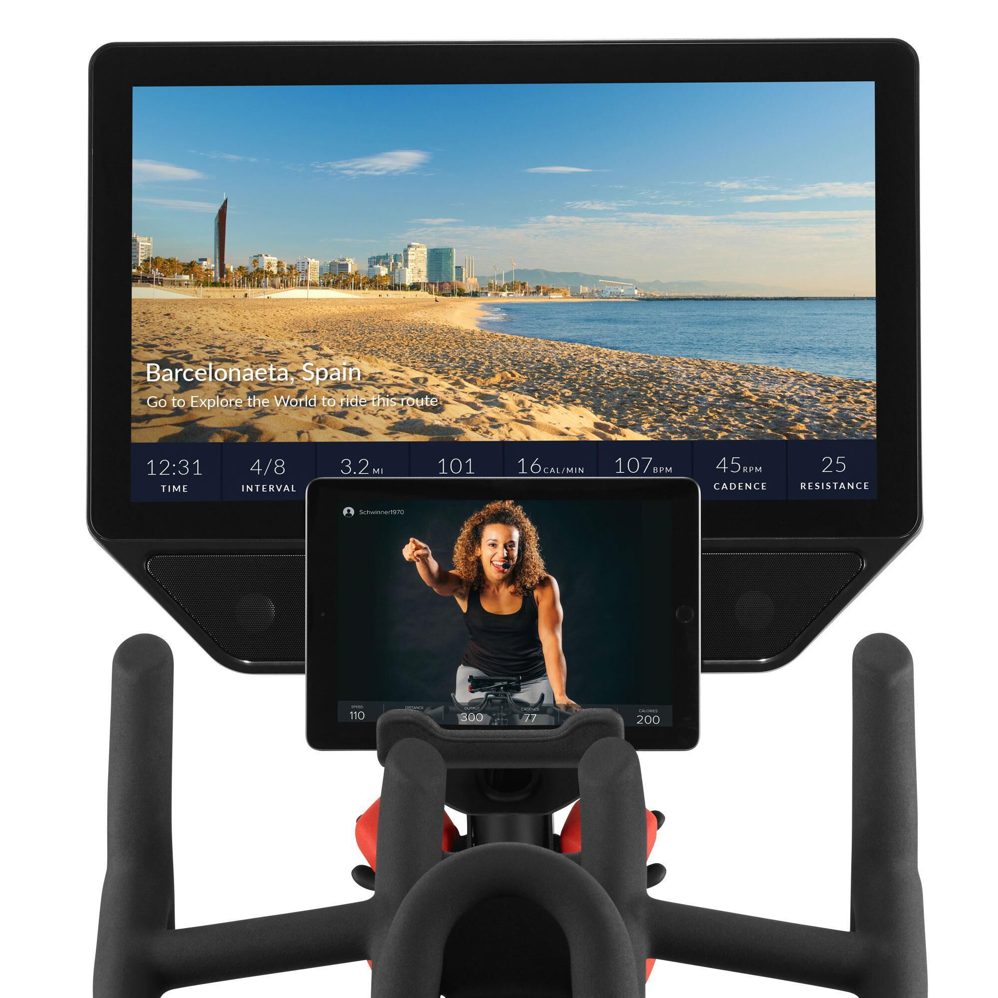 Exercise bike top with monitor