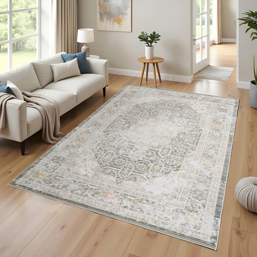 ROW by Oriental Weavers Cavett Gray and Orange 6'7" x 9'6" Area Rug, , large