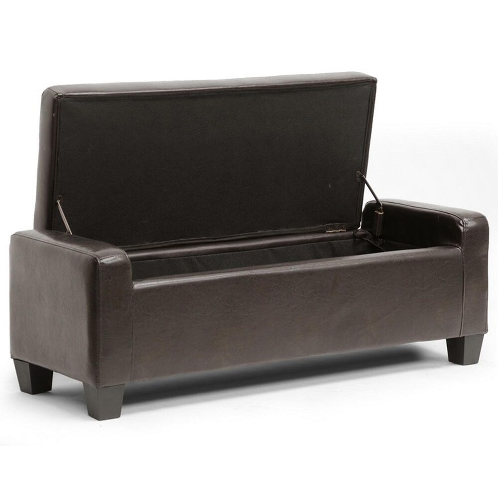 Baxton Studio Manchester Storage Ottoman in Dark Brown, , large