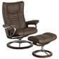 Stressless Wing Medium Leather Chair and Ottoman in Paloma Chestnut, , large