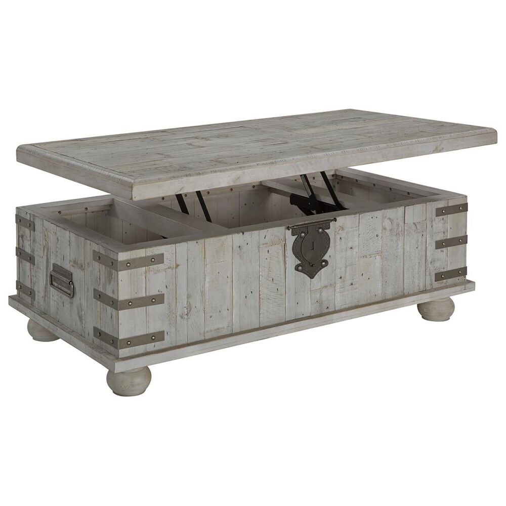 Ashley Carynhurst Lift Top Coffee Table in White Wash Gray, , large