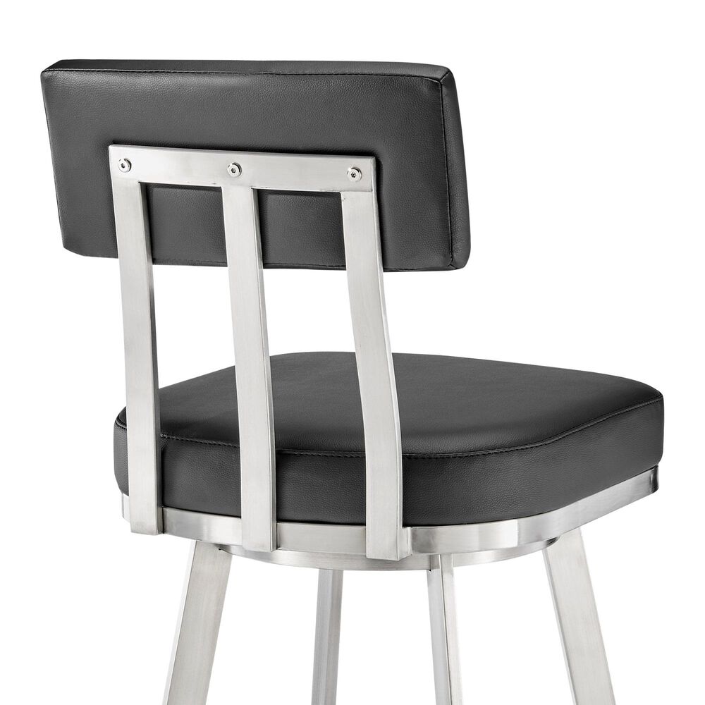 Blue River Benjamin Swivel Counter Stool with Black Cushion in Brushed Stainless Steel, , large