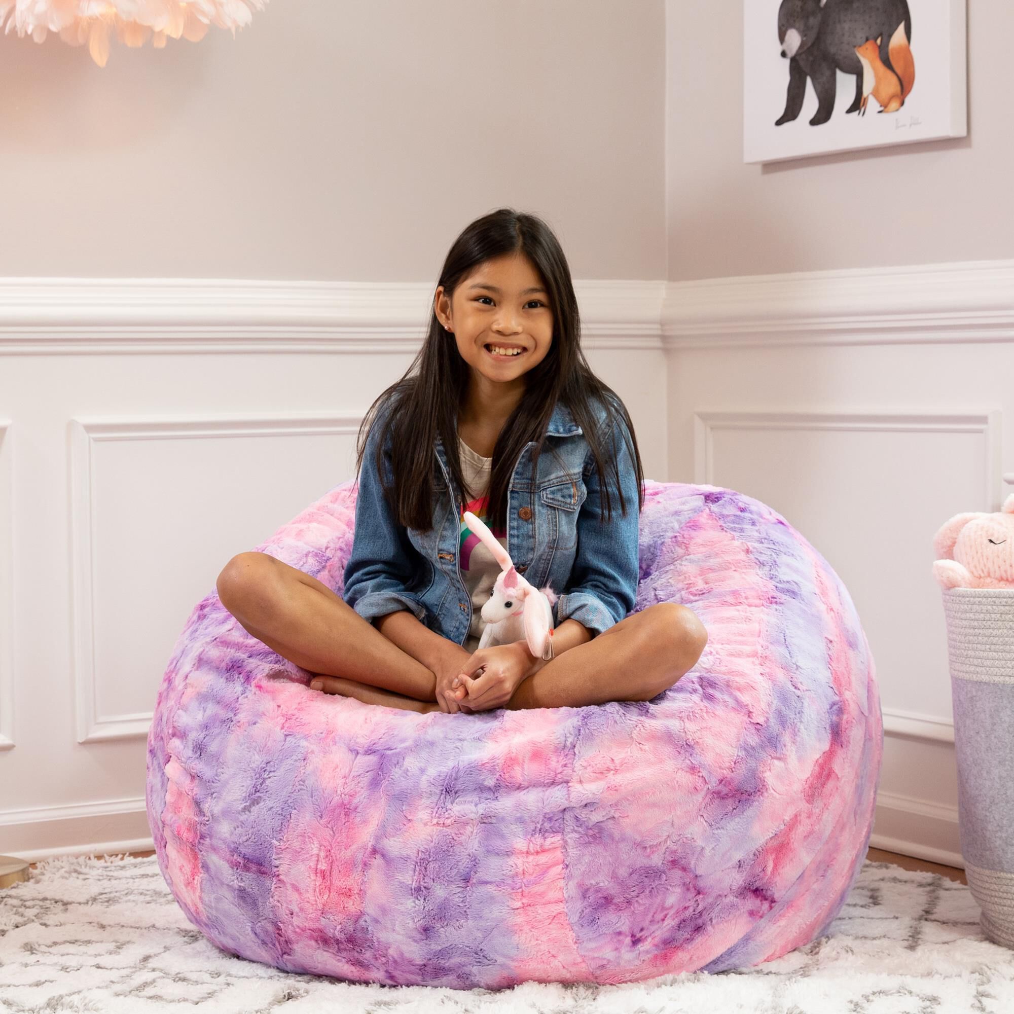 Jaxx Saxx 3' Bean Bag Chair in Unicorn Pink
