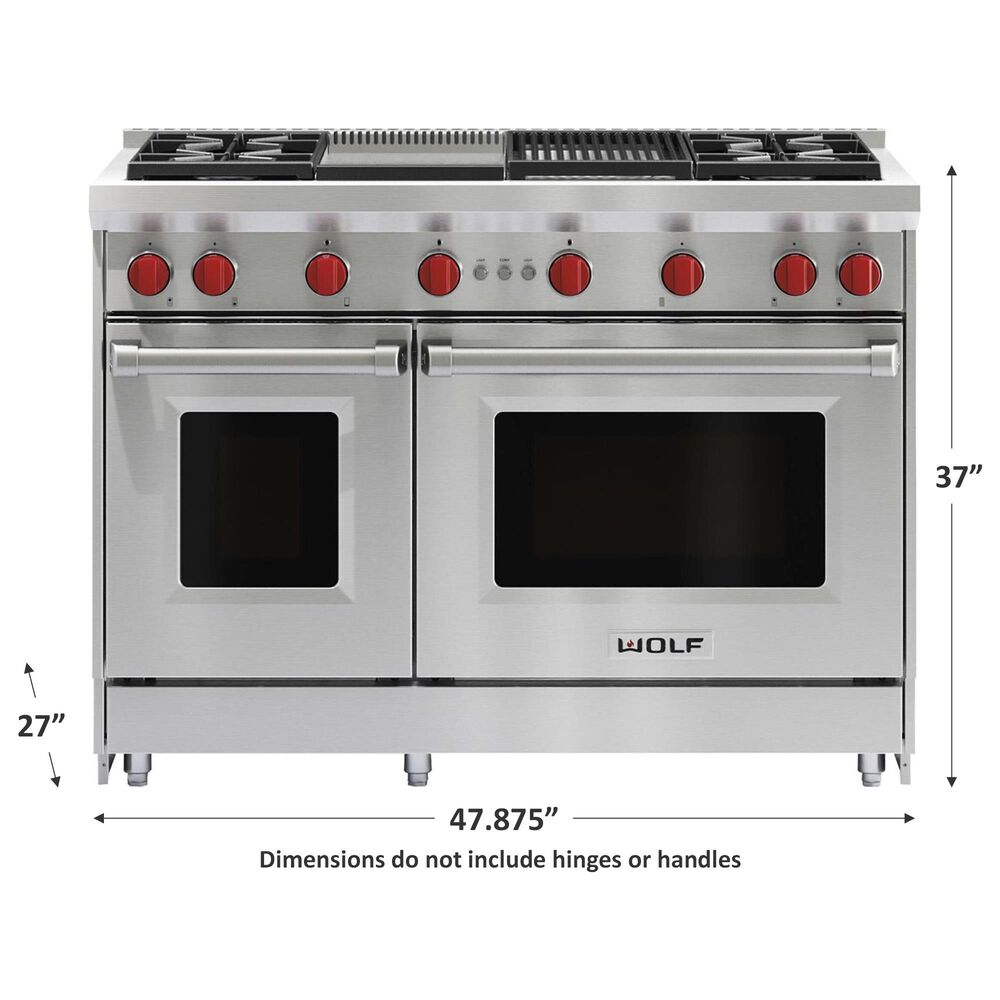 Wolf 48&quot; Liquid Propane Gas Range with Griddle and Grill in Stainless Steel, , large