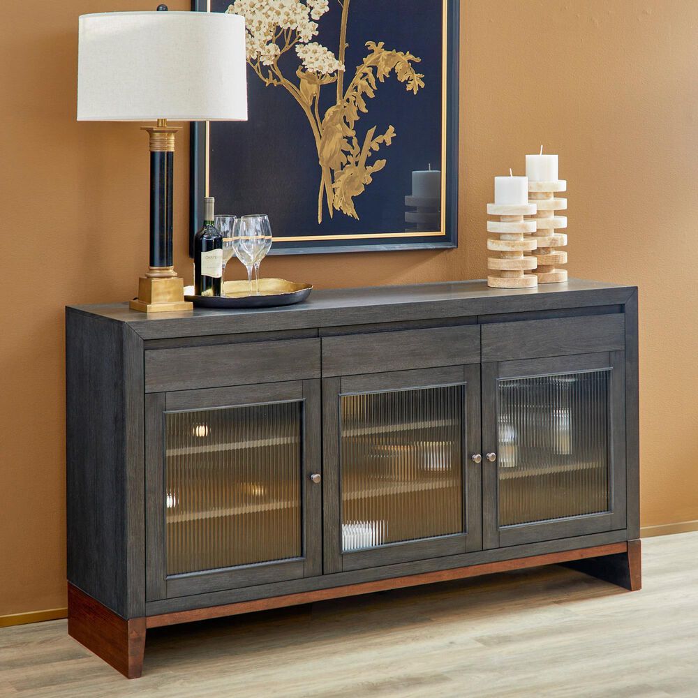 Flexsteel Waterfall 3-Drawer Buffet in Deep Ebony and Dark Brown, , large