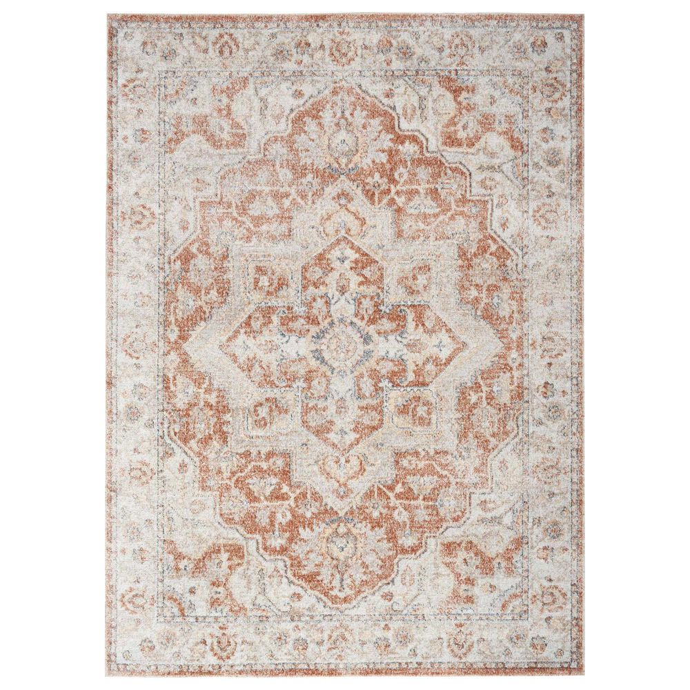 Nourison Astra Machine Washable 7"10" x 10" Gold and Multicolor Area Rug, , large