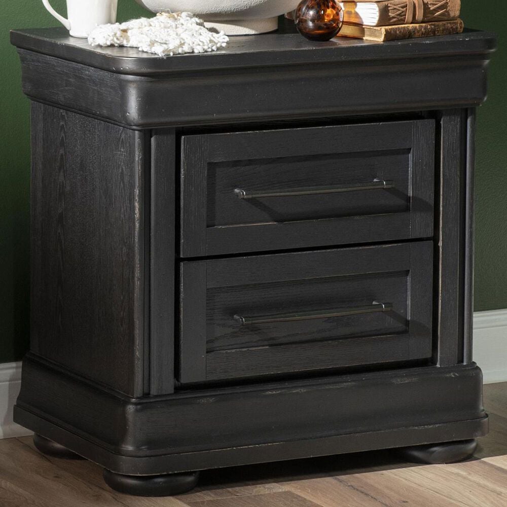 Legacy Classic Vintage Market 2-Drawer Nightstand in Kettle Black with AC Outlets and USB Ports, , large