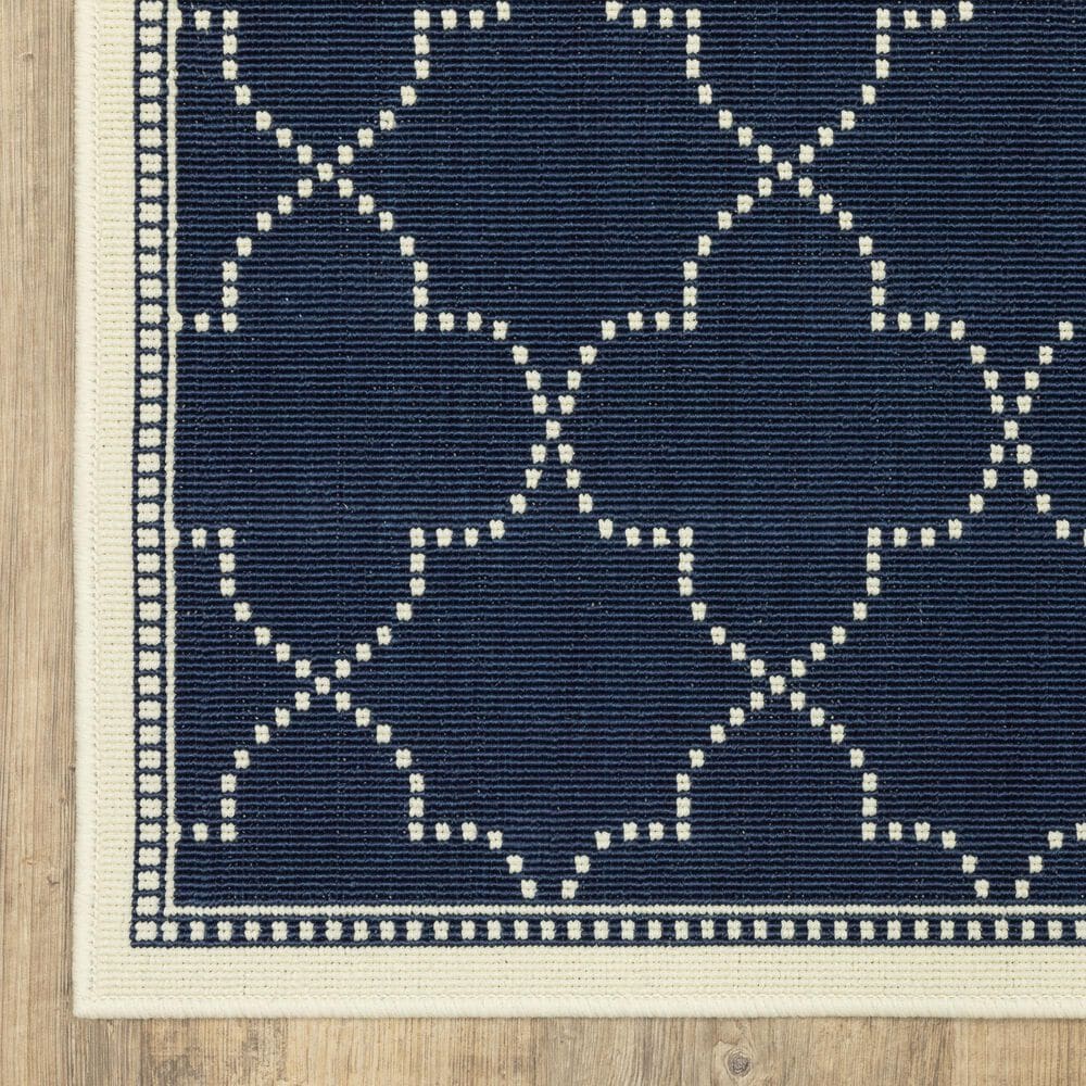 Oriental Weavers Marina Navy and Ivory 1'9" x 3'9" Indoor/Outdoor Area Rug, , large