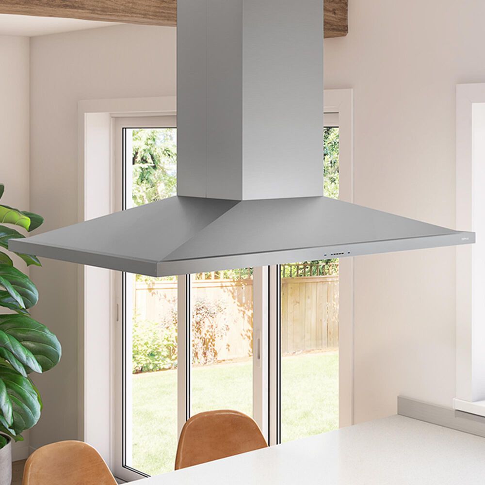 Zephyr Anzio 36" Island-Mount Chimney Range Hood in Stainless Steel, , large
