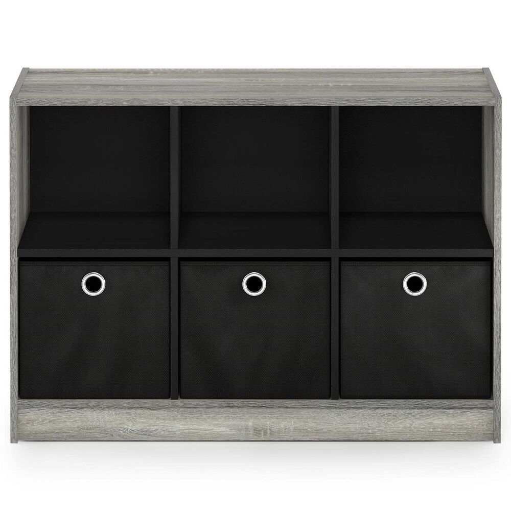 HOMLUX 6-Cube Bookshelf Bookcase with Storage Bins in French Oak, , large